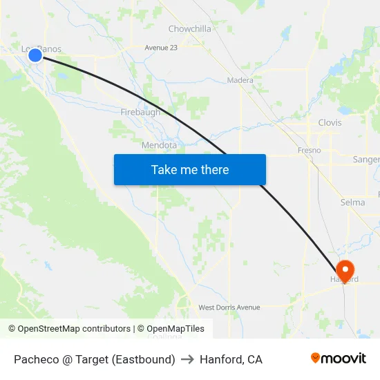 Pacheco @ Target (Eastbound) to Hanford, CA map