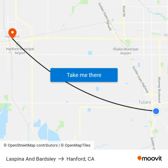 Laspina And Bardsley to Hanford, CA map