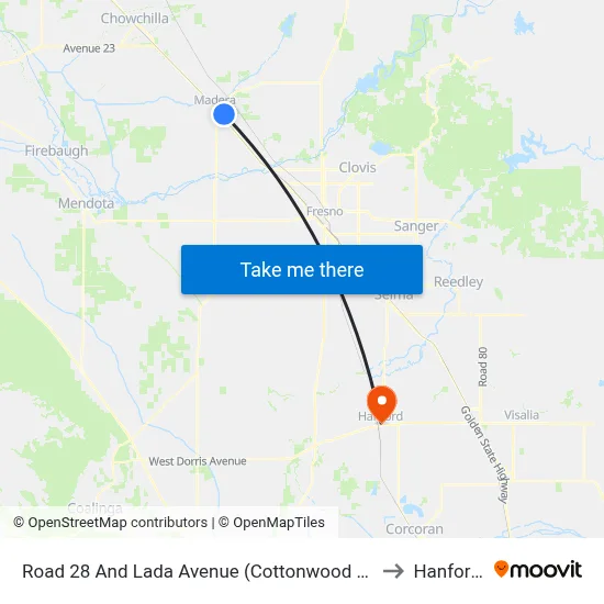 Road 28 And Lada Avenue (Cottonwood Creek Apartments) to Hanford, CA map