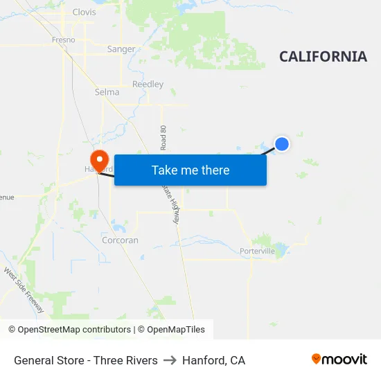 General Store - Three Rivers to Hanford, CA map