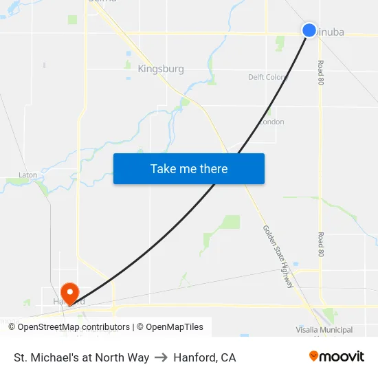 St. Michael's at North Way to Hanford, CA map