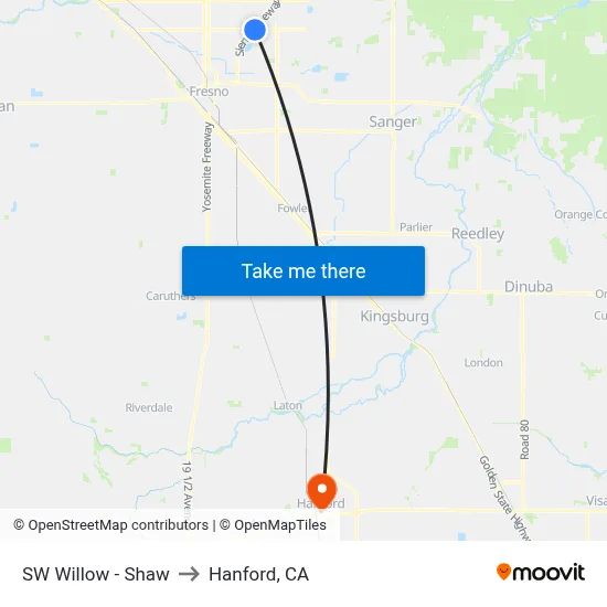 SW Willow - Shaw to Hanford, CA map