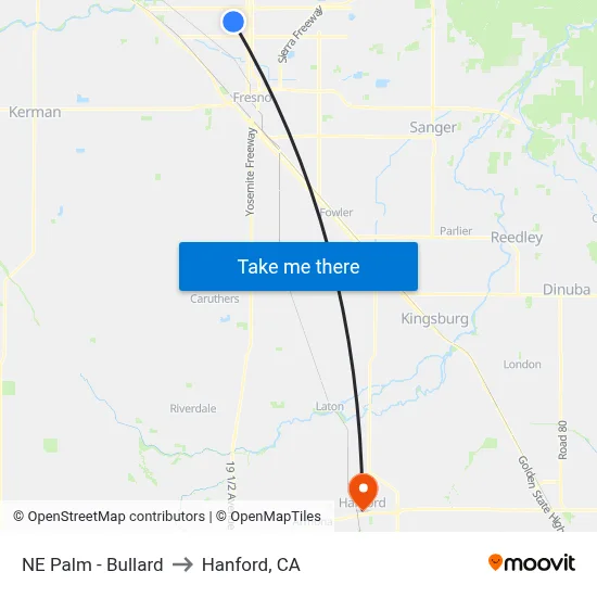 NE Palm - Bullard to Hanford, CA map