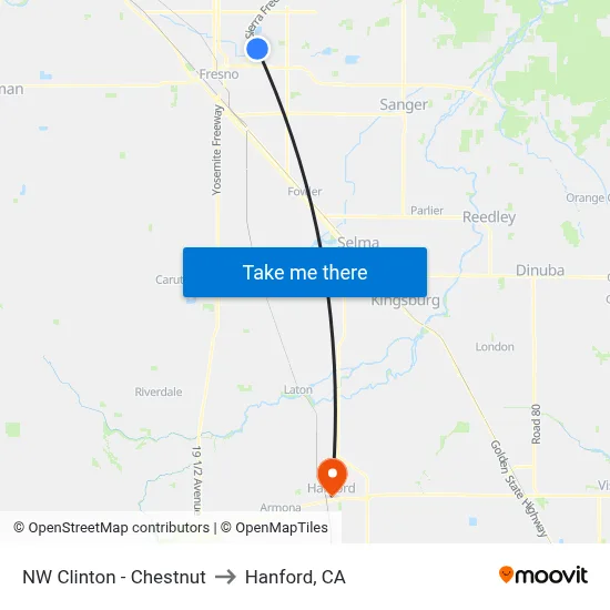 NW Clinton - Chestnut to Hanford, CA map