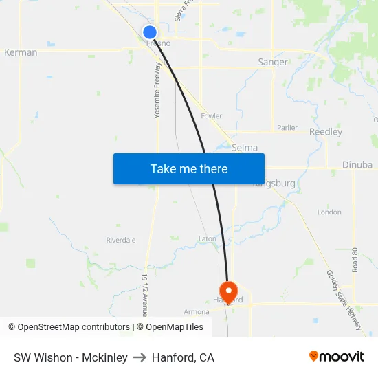 SW Wishon - Mckinley to Hanford, CA map