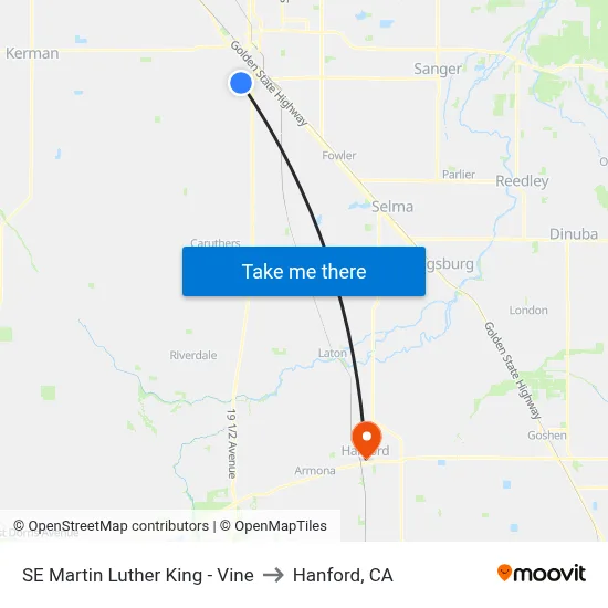 SE Martin Luther King - Vine to Hanford, CA map