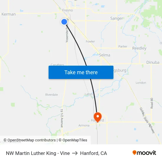 NW Martin Luther King - Vine to Hanford, CA map