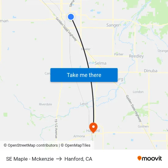SE Maple - Mckenzie to Hanford, CA map