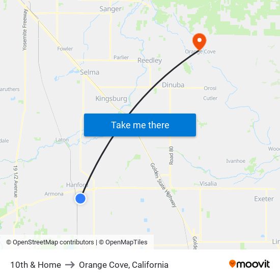 10th & Home to Orange Cove, California map