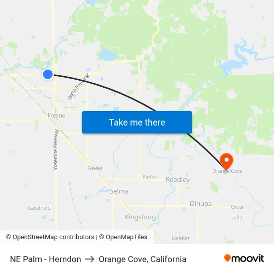 NE Palm - Herndon to Orange Cove, California map