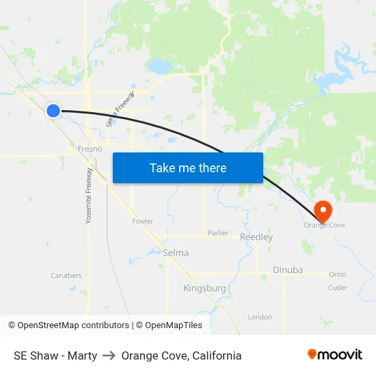 SE Shaw - Marty to Orange Cove, California map