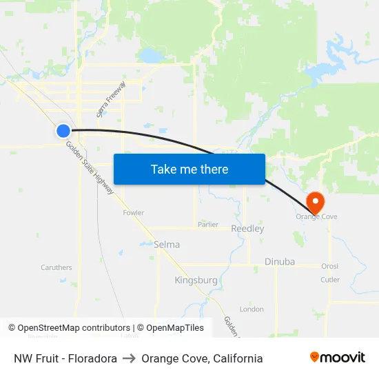 NW Fruit - Floradora to Orange Cove, California map