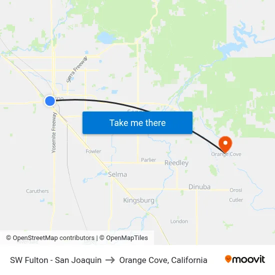 SW Fulton - San Joaquin to Orange Cove, California map