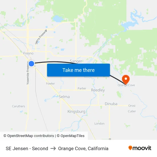 SE Jensen - Second to Orange Cove, California map