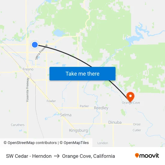 SW Cedar - Herndon to Orange Cove, California map