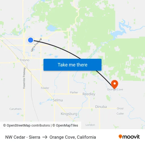 NW Cedar - Sierra to Orange Cove, California map