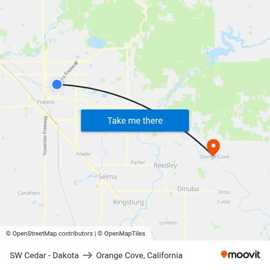 SW Cedar - Dakota to Orange Cove, California map