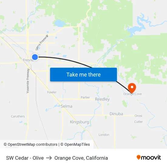 SW Cedar - Olive to Orange Cove, California map
