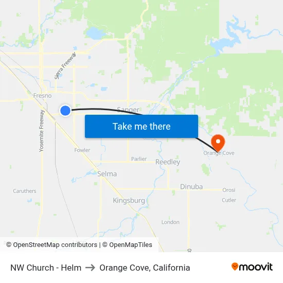 NW Church - Helm to Orange Cove, California map