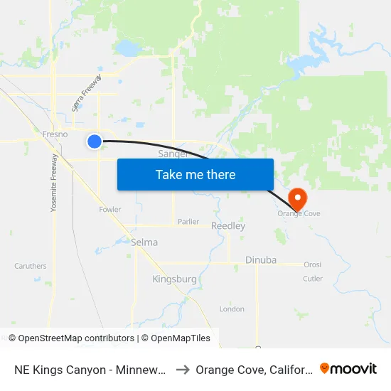 NE Kings Canyon - Minnewawa to Orange Cove, California map