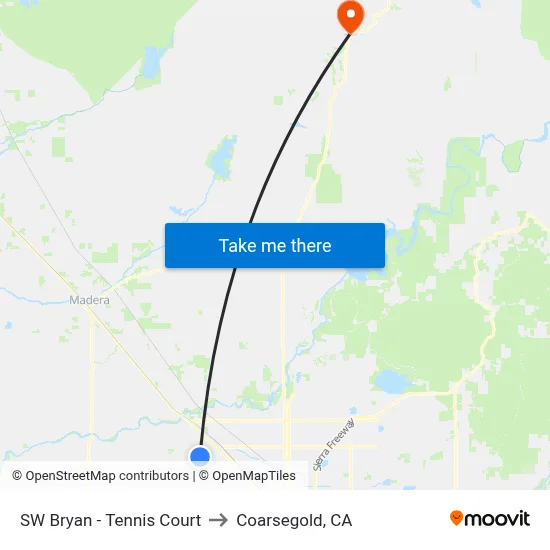 SW Bryan - Tennis Court to Coarsegold, CA map