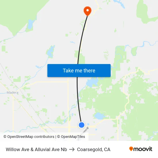 Willow Ave & Alluvial Ave Nb to Coarsegold, CA map