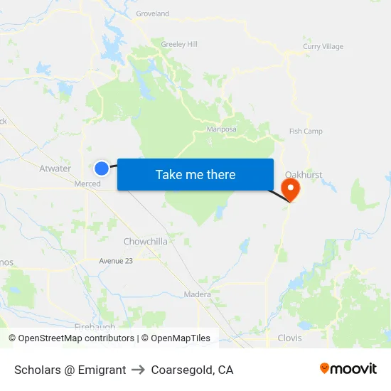 Scholars @ Emigrant to Coarsegold, CA map
