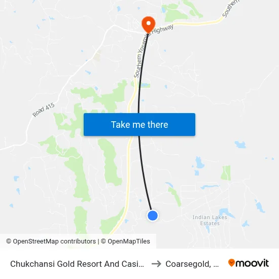 Chukchansi Gold Resort And Casino to Coarsegold, CA map
