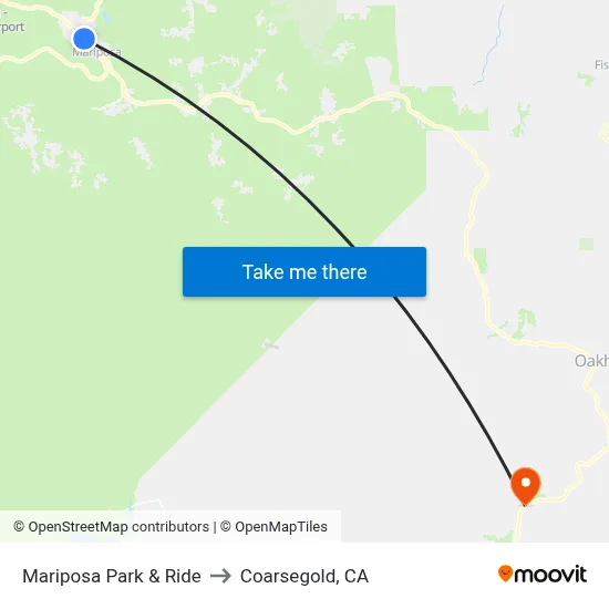 Mariposa Park & Ride to Coarsegold, CA map