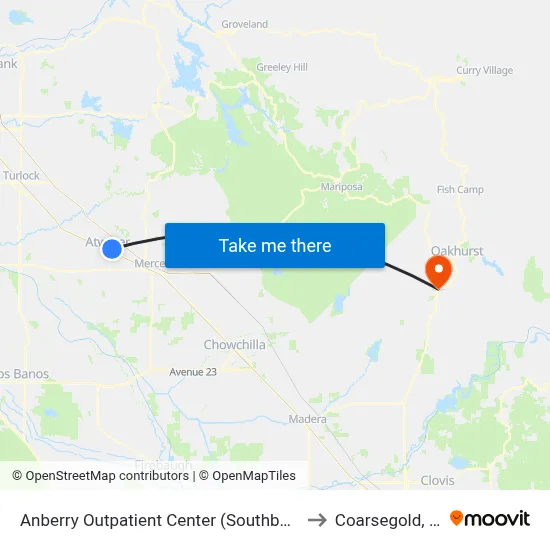 Anberry Outpatient Center (Southbound) to Coarsegold, CA map