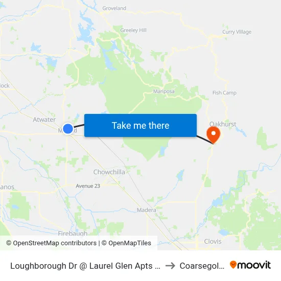 Loughborough Dr @ Laurel Glen Apts (Westbound) to Coarsegold, CA map