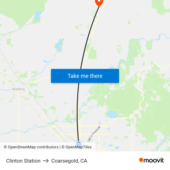 Clinton Station to Coarsegold, CA map