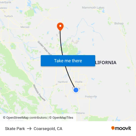 Skate Park to Coarsegold, CA map