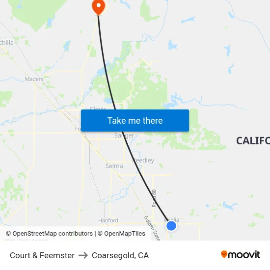 Court & Feemster to Coarsegold, CA map