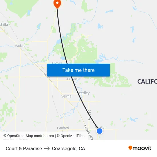 Court & Paradise to Coarsegold, CA map