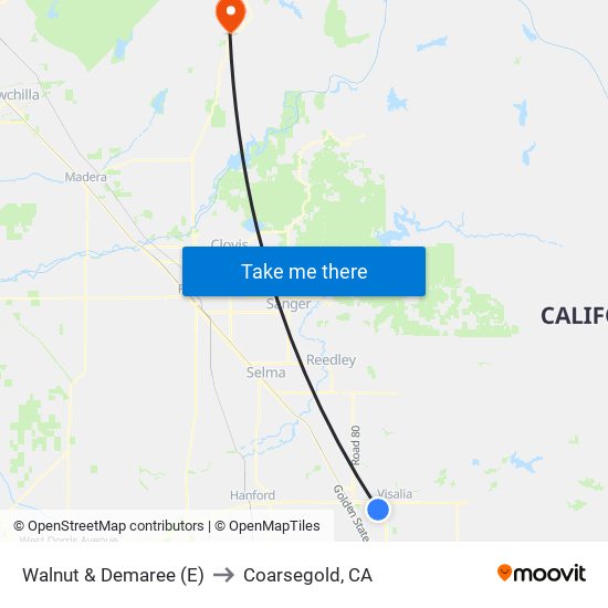 Walnut & Demaree (E) to Coarsegold, CA map