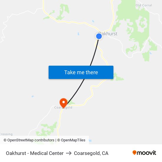 Oakhurst - Medical Center to Coarsegold, CA map