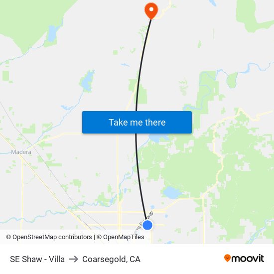 SE Shaw - Villa to Coarsegold, CA map