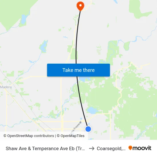 Shaw Ave & Temperance Ave Eb (Transfer) to Coarsegold, CA map