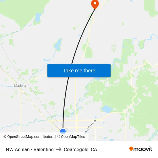 NW Ashlan - Valentine to Coarsegold, CA map