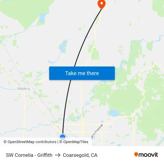 SW Cornelia - Griffith to Coarsegold, CA map