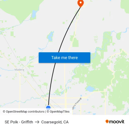 SE Polk - Griffith to Coarsegold, CA map