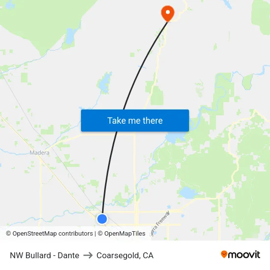 NW Bullard - Dante to Coarsegold, CA map