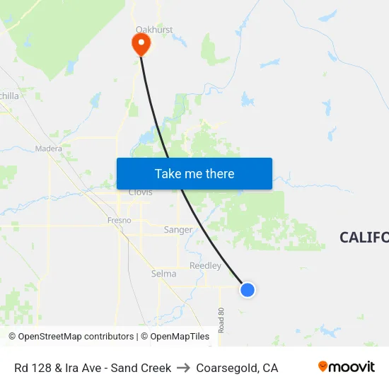 Rd 128 & Ira Ave - Sand Creek to Coarsegold, CA map