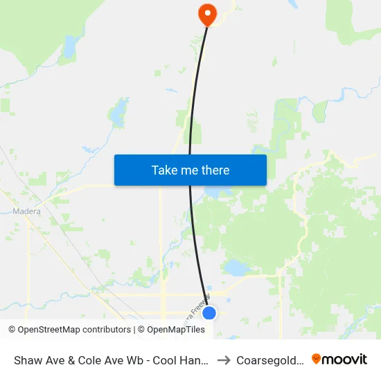 Shaw Ave & Cole Ave Wb - Cool Hand Luke's to Coarsegold, CA map