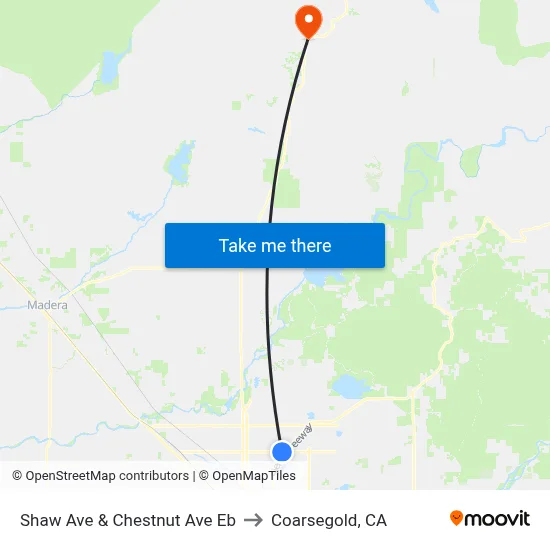 Shaw Ave & Chestnut Ave Eb to Coarsegold, CA map