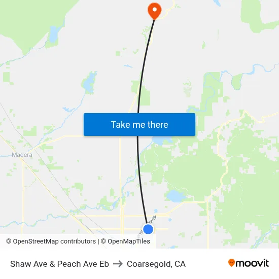 Shaw Ave & Peach Ave Eb to Coarsegold, CA map
