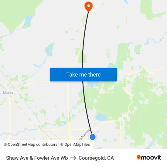 Shaw Ave & Fowler Ave Wb to Coarsegold, CA map