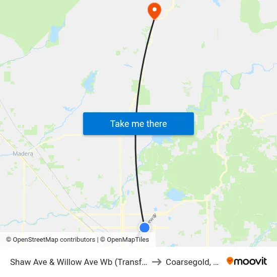 Shaw Ave & Willow Ave Wb (Transfer) to Coarsegold, CA map