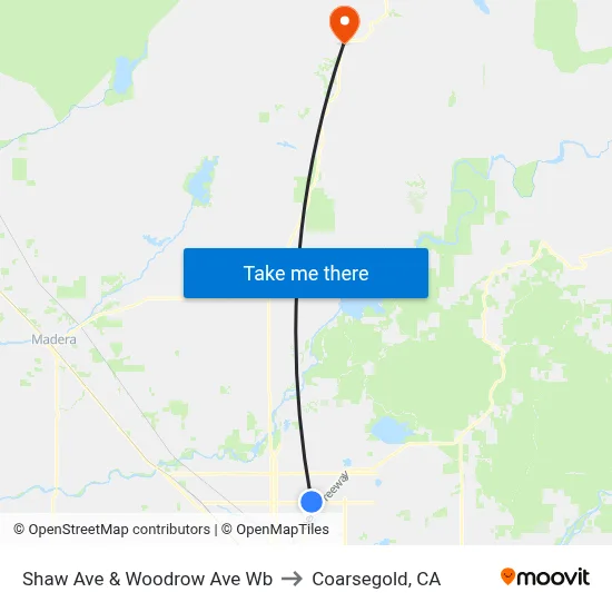 Shaw Ave & Woodrow Ave Wb to Coarsegold, CA map